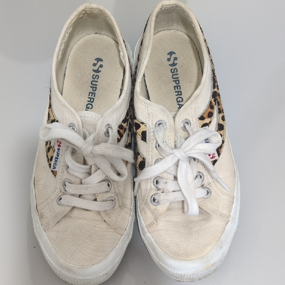 Superga Women's Sneakers - White and Tan Leopard